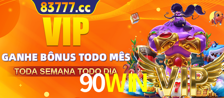 Banner promocional do 90WIN oferecendo 100% de recompensas adicionais contínuas para quem fizer o login diário (Daily sign-in), com um mascote de coelho.