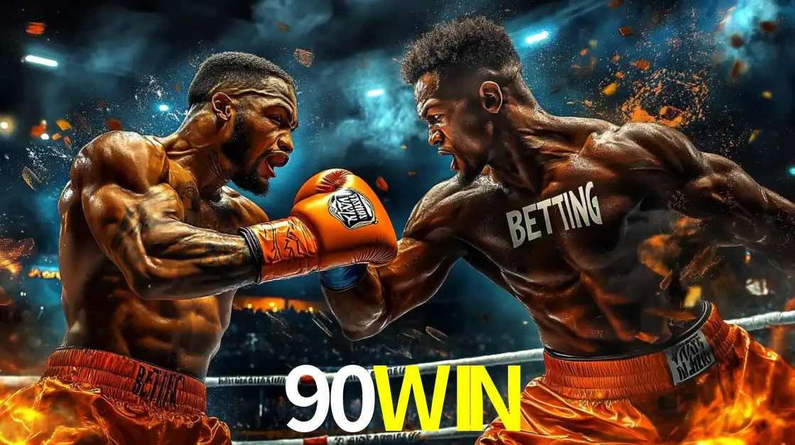 Dois boxeadores em uma luta intensa e explosiva, representando a adrenalina e as oportunidades de apostas em esportes de combate disponíveis na plataforma 90WIN.