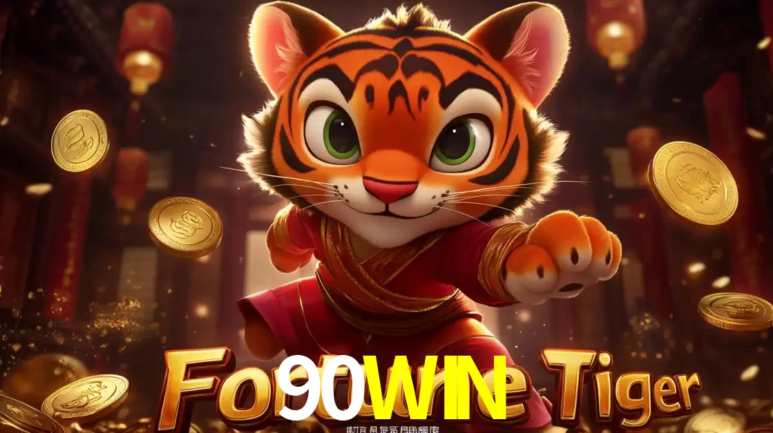 O carismático mascote do jogo de slot Fortune Tiger, um tigre fofo em pose de artes marciais, pronto para trazer sorte e multiplicadores de ganhos no cassino online 90WIN.