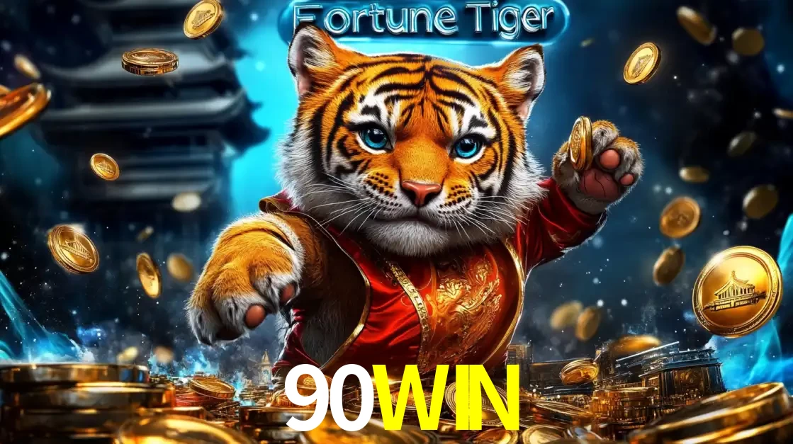 Imagem promocional do jogo de slot Fortune Tiger, com um tigre majestoso em traje tradicional cercado por uma fortuna em moedas de ouro, disponível agora no cassino 90WIN.